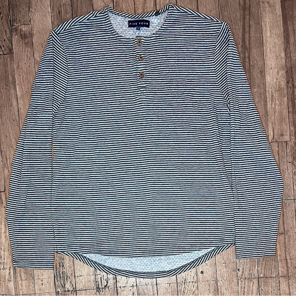 Five Four Men's Striped Henley Shirt (Size L)